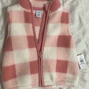 NWT Old Navy Pink Plaid Sherpa Vest